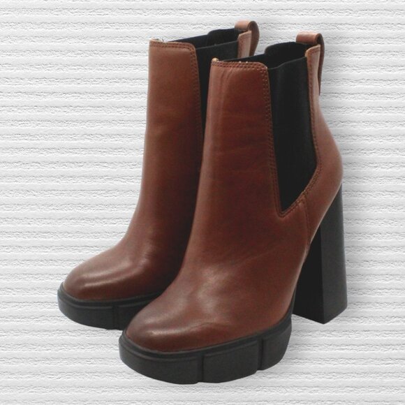 Steve Madden Women's Revised Leather Platform Chelsea Boots - Brown, Size 5 - Picture 2 of 8